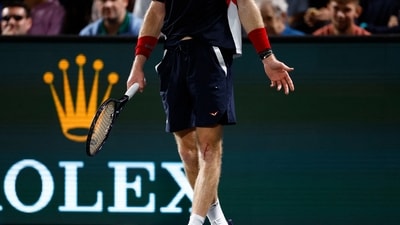 The legs of Russia's Andrey Rublev are pictured bleeding during his round of 32 match against Argentina's Francisco Cerundolo (REUTERS)