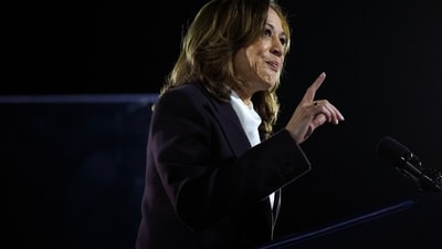 Democratic presidential nominee, U.S. Vice President Kamala Harris, speaks during a campaign rally on the Ellipse on October 29, 2024 in Washington, DC. (Getty Images via AFP) Democratic presidential nominee, U.S. Vice President Kamala Harris, speaks during a campaign rally on the Ellipse on October 29, 2024 in Washington, DC. (Getty Images via AFP)
