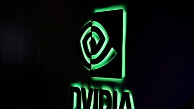 A NVIDIA logo is shown at SIGGRAPH 2017 in Los Angeles, California, US. (Reuters)