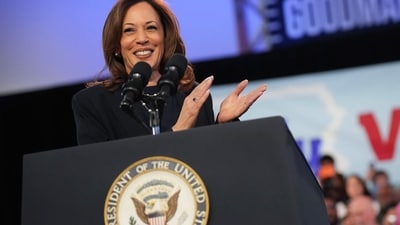 Kamala Harris trolled for unveiling ‘pathetic’ new accent at Philadelphia event (Photo by Andrew Harnik / GETTY IMAGES NORTH AMERICA / Getty Images via AFP) (Getty Images via AFP)