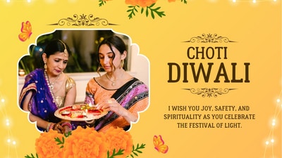 Light up your surroundings with diyas and your life with love and laughter. Wishing you a sparkling and joyful Choti Diwali. May all your wishes come true this season! Light up your surroundings with diyas and your life with love and laughter. Wishing you a sparkling and joyful Choti Diwali. May all your wishes come true this season!