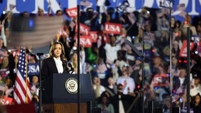Democratic presidential nominee U.S. Vice President Kamala Harris speaks during a campaign rally on the Ellipse on October 29, 2024 in Washington, DC. (Getty Images via AFP) Democratic presidential nominee U.S. Vice President Kamala Harris speaks during a campaign rally on the Ellipse on October 29, 2024 in Washington, DC. (Getty Images via AFP)