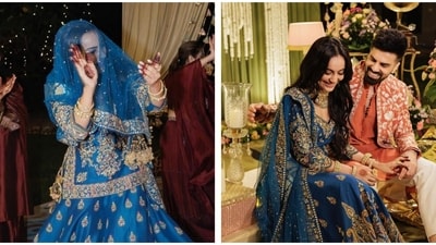 Surbhi Jyoti was all smiles with Sumit Suri on their Sangeet night.