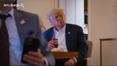 Former US President Donald Trump watching Vice President Kamala Harris' DNC speech in August. (X (Art of the Surge)) Former US President Donald Trump watching Vice President Kamala Harris' DNC speech in August. (X (Art of the Surge))