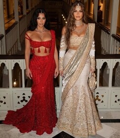 At their recent India trip, Kim Kardashian and Khloe Kardashian opted for mermaid cut lehengas (Photo: Instagram) At their recent India trip, Kim Kardashian and Khloe Kardashian opted for mermaid cut lehengas (Photo: Instagram)