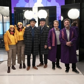 Eva Longoria, Selena Gomez, Eugene Levy, Steve Martin, Martin Short, and Zach Galifianakis in Only Murders in the Building season 4 Eva Longoria, Selena Gomez, Eugene Levy, Steve Martin, Martin Short, and Zach Galifianakis in Only Murders in the Building season 4