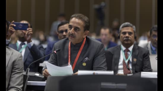 Minister of state for environment Kirti Vardhan Singh at the 16th Conference of the Parties to the Convention on Biological Diversity (COP16) in Cali’s Colombia. (X)