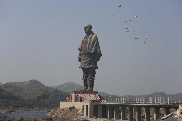 A view of the statue of Sardar Vallabhbhai Patel in the Narmada district of Gujarat. It is the world’s tallest statue. (Siddharaj Solanki / HindustanTimes) A view of the statue of Sardar Vallabhbhai Patel in the Narmada district of Gujarat. It is the world’s tallest statue. (Siddharaj Solanki / HindustanTimes)