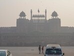 View of the Red Fort amid smog on Diwali festival, in New Delhi, Thursday, Oct. 31, 2024.