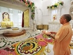 Uttar Pradesh chief minister Yogi Adityanath offers prayer at the Ram Temple in Ayodhya. (PTI Photo) Uttar Pradesh chief minister Yogi Adityanath offers prayer at the Ram Temple in Ayodhya. (PTI Photo)