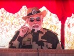 Prime Minister Narendra Modi addresses during Diwali celebration with Jawans, in Gujarat's Kutch. (PTI Photo) Prime Minister Narendra Modi addresses during Diwali celebration with Jawans, in Gujarat's Kutch. (PTI Photo)