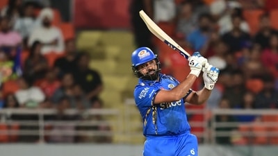Rohit Sharma of Mumbai Indians playing a shot in the 2024 IPL. (Ravi Kumar/Hindustan Times ) Rohit Sharma of Mumbai Indians playing a shot in the 2024 IPL. (Ravi Kumar/Hindustan Times )