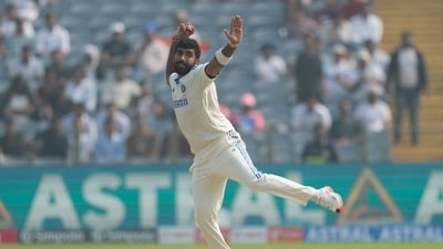 India's Jasprit Bumrah fields the ball during the day one of the second cricket test match between India and New Zealand at the Maharashtra Cricket Association Stadium , in Pune (AP) India's Jasprit Bumrah fields the ball during the day one of the second cricket test match between India and New Zealand at the Maharashtra Cricket Association Stadium , in Pune (AP)