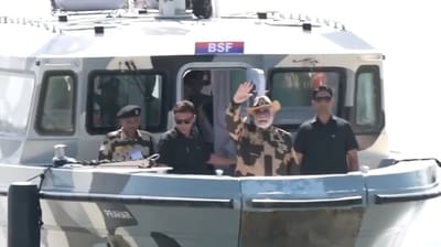 PM Modi at the Sir Creek border with Pakistan. PM Modi at the Sir Creek border with Pakistan.