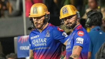 Faf du Plessis (L) and Virat Kohli during a match against CSK in IPL 2025 (PTI) Faf du Plessis (L) and Virat Kohli during a match against CSK in IPL 2025 (PTI)