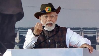 Prime Minister Narendra Modi addresses the Ekta Diwas Parade at the Statue of Unity on the occasion Sardar Vallabhbhai Patel's birth anniversary, in Kevadia, Thursday, (PTI) Prime Minister Narendra Modi addresses the Ekta Diwas Parade at the Statue of Unity on the occasion Sardar Vallabhbhai Patel's birth anniversary, in Kevadia, Thursday, (PTI)