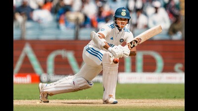 Yashasvi Jaiswal made a fine 77 in the second innings in Pune but could not carry on. (PTI) Yashasvi Jaiswal made a fine 77 in the second innings in Pune but could not carry on. (PTI)