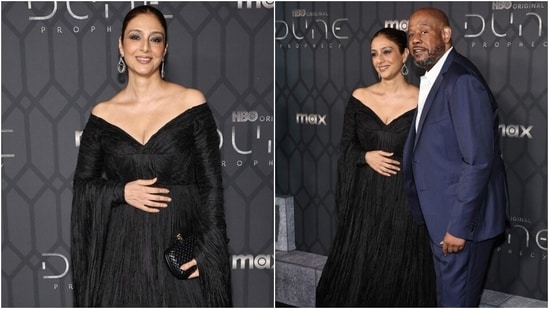Tabu attends the Dune: Prophecy world premiere and poses with Forest Whitaker.