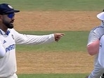 Rohit Sharma having an animated chat with the umpires. 