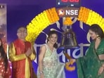Actors Raashii Khanna, Riddhi Dogra and Vikrant Massey at the opening of the annual 60-minute trading session for Diwali (ANI)