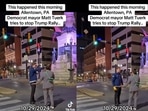 A Trump staffer argues with Matt Tuerk, Mayor of Allentown, Pennsylvania, over road closures before a Trump rally. A Trump staffer argues with Matt Tuerk, Mayor of Allentown, Pennsylvania, over road closures before a Trump rally.