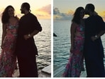 Kareena Kapoor and Saif Ali Khan pose during their vacation. Kareena Kapoor and Saif Ali Khan pose during their vacation.