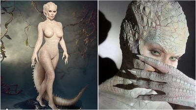 Kim Kardashian's Halloween 2024 look as an albino alligator has gone viral (Instagram/@kimkardashian) Kim Kardashian's Halloween 2024 look as an albino alligator has gone viral (Instagram/@kimkardashian)