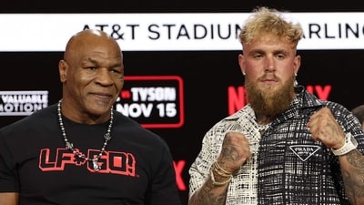 NEW YORK, NEW YORK - AUGUST 18: Mike Tyson and Jake Paul attend Fanatics Fest Press Conference at Javits Center on August 18, 2024 in New York City. Michael Loccisano/Getty Images/AFP (Photo by Michael loccisano / GETTY IMAGES NORTH AMERICA / Getty Images via AFP) (Getty Images via AFP) NEW YORK, NEW YORK - AUGUST 18: Mike Tyson and Jake Paul attend Fanatics Fest Press Conference at Javits Center on August 18, 2024 in New York City. Michael Loccisano/Getty Images/AFP (Photo by Michael loccisano / GETTY IMAGES NORTH AMERICA / Getty Images via AFP) (Getty Images via AFP)