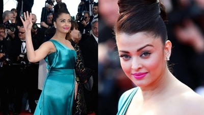 Aishwarya Rai stunned in a teal blue gown at Cannes 2013. Complementing her look, she opted for bright pink lipstick and striking blue eye makeup, creating a truly stunning appearance. (Instagram) Aishwarya Rai stunned in a teal blue gown at Cannes 2013. Complementing her look, she opted for bright pink lipstick and striking blue eye makeup, creating a truly stunning appearance. (Instagram)