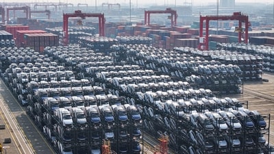File photo of BYD electric cars being loaded on ships for export at a port in China. Image has been used for representational purpose. (AFP) File photo of BYD electric cars being loaded on ships for export at a port in China. Image has been used for representational purpose. (AFP)