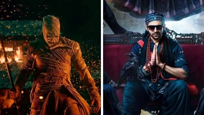 Shah Rukh Khan's Jawan makes an appearance in Kartik Aaryan's Bhool Bhulaiyaa 3. Well, almost! Shah Rukh Khan's Jawan makes an appearance in Kartik Aaryan's Bhool Bhulaiyaa 3. Well, almost!