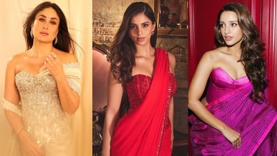 Corset-sarees are the latest contemporary update in desi dressing: Kareena Kapoor Khan, Suhana Khan, Triptii Dimri and others are proof (Photos: Instagram) Corset-sarees are the latest contemporary update in desi dressing: Kareena Kapoor Khan, Suhana Khan, Triptii Dimri and others are proof (Photos: Instagram)