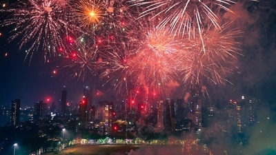 Firecrackers against the skyline at Shivaji Park in Dadar, Mumbai were the highlight of Diwali 2024. Fireworks are a significant part of Diwali celebrations in India for a number of reasons. (HT Photo/Raju Shinde) Firecrackers against the skyline at Shivaji Park in Dadar, Mumbai were the highlight of Diwali 2024. Fireworks are a significant part of Diwali celebrations in India for a number of reasons. (HT Photo/Raju Shinde)