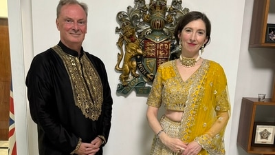 British High Commissioner to India, Lindy Cameron (R) with husband Sean Reynolds British High Commissioner to India, Lindy Cameron (R) with husband Sean Reynolds