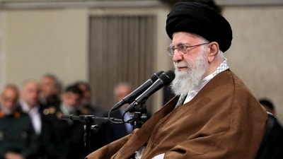 Iran's Supreme Leader Ayatollah Ali Khamenei attends a meeting in Tehran. (via REUTERS)