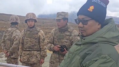 Union minister Kiren Rijiju along the Sino-Indian border in Tawang. (PTI) Union minister Kiren Rijiju along the Sino-Indian border in Tawang. (PTI)