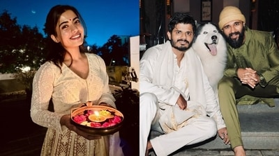 Rashmika Mandanna thanked Anand Deverakonda for her Diwali photoshoot. Rashmika Mandanna thanked Anand Deverakonda for her Diwali photoshoot.