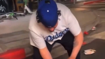 A 25-year-old LA Dodgers fan became the subject of a freak accident as the baseball's team celebratory chaos engulfed the streets. (X/twitter)