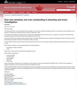 Canada Police statement. Canada Police statement.