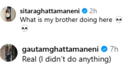 Screengrab of Sitara and Gautam's comments. Screengrab of Sitara and Gautam's comments.