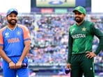 India's captain Rohit Sharma and Babar Azam during toss India's captain Rohit Sharma and Babar Azam during toss