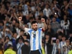 Argentina's forward Lionel Messi celebrates after scoring during the 2026 FIFA World Cup South American qualifiers football match against Bolivia. Argentina's forward Lionel Messi celebrates after scoring during the 2026 FIFA World Cup South American qualifiers football match against Bolivia.