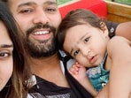 Rohit Sharma with his family in 2020.
