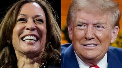 Kamala Harris went after her US presidential election rival Donald Trump's mental state and fitness for office Tuesday after the 78-year-old Republican's televised town hall veered into a surreal, impromptu music session. (Photo by DUSTIN FRANZ and Elijah Nouvelage / AFP) (AFP) Kamala Harris went after her US presidential election rival Donald Trump's mental state and fitness for office Tuesday after the 78-year-old Republican's televised town hall veered into a surreal, impromptu music session. (Photo by DUSTIN FRANZ and Elijah Nouvelage / AFP) (AFP)