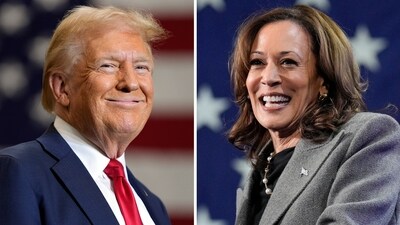 This combination of photos shows Republican presidential nominee former President Donald Trump, left, speaking at a campaign event Sept. 25, 2024, in Mint Hill, N.C., and Democratic presidential nominee Vice President Kamala Harris, right, speaking a campaign event Oct. 19, 2024, in Atlanta. (AP) This combination of photos shows Republican presidential nominee former President Donald Trump, left, speaking at a campaign event Sept. 25, 2024, in Mint Hill, N.C., and Democratic presidential nominee Vice President Kamala Harris, right, speaking a campaign event Oct. 19, 2024, in Atlanta. (AP)
