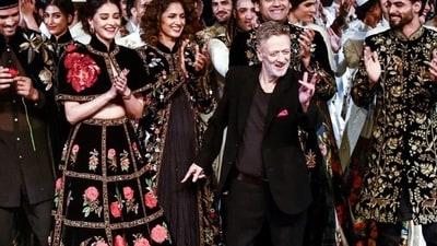 Fashion designer Rohit Bal presented his last collection “Kaaynaat: A Bloom in the Universe” as a part of the FDCI x Lakme Fashion Week, in New Delhi on October 14. (ANI) Fashion designer Rohit Bal presented his last collection “Kaaynaat: A Bloom in the Universe” as a part of the FDCI x Lakme Fashion Week, in New Delhi on October 14. (ANI)