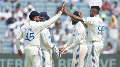 India's Ravichandran Ashwin, right, and India's captain Rohit Sharma. (AP Photo/Rafiq Maqbool) (AP) India's Ravichandran Ashwin, right, and India's captain Rohit Sharma. (AP Photo/Rafiq Maqbool) (AP)