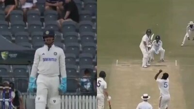 Ishan Kishan assisted Manav Suthar from behind the stumps. (X Images) Ishan Kishan assisted Manav Suthar from behind the stumps. (X Images)