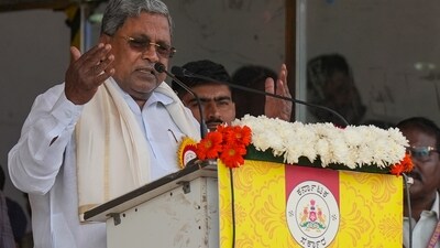 Karnataka Chief Minister Siddaramaiah addresses the celebrations of Karnataka state formation day 'Kannada Rajyotsava', at Sree Kanteerava Stadium, in Bengaluru on Friday. (PTI) Karnataka Chief Minister Siddaramaiah addresses the celebrations of Karnataka state formation day 'Kannada Rajyotsava', at Sree Kanteerava Stadium, in Bengaluru on Friday. (PTI)