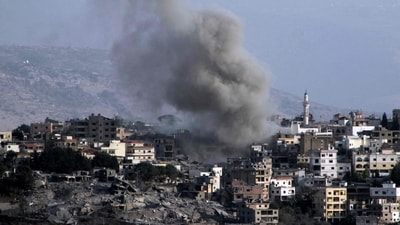 Smoke rises from the site of an Israeli airstrike that targeted the southern Lebanese village of Khiam on November 2, 2024, amid the ongoing war between Israel and Hezbollah. (AFP) Smoke rises from the site of an Israeli airstrike that targeted the southern Lebanese village of Khiam on November 2, 2024, amid the ongoing war between Israel and Hezbollah. (AFP)